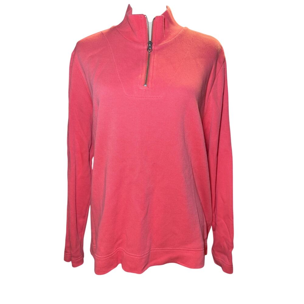 Pendleton 100% Cotton Quarter Zip Pullover, Coral Pink, Women's XL Petite